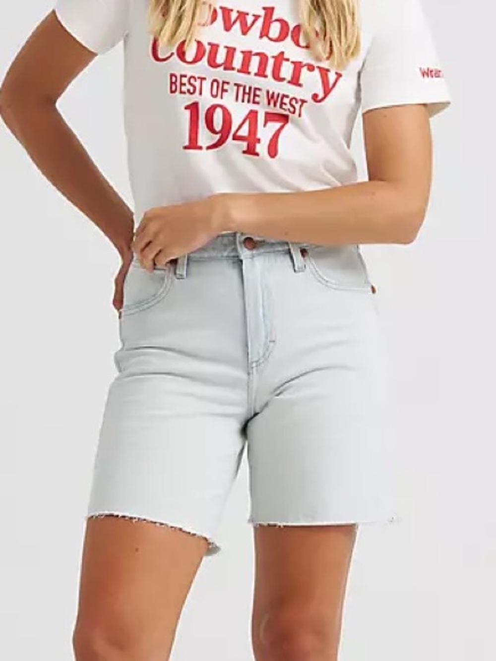 Wrangler Tyler Wide Light Wash High Rise Jean Shorts